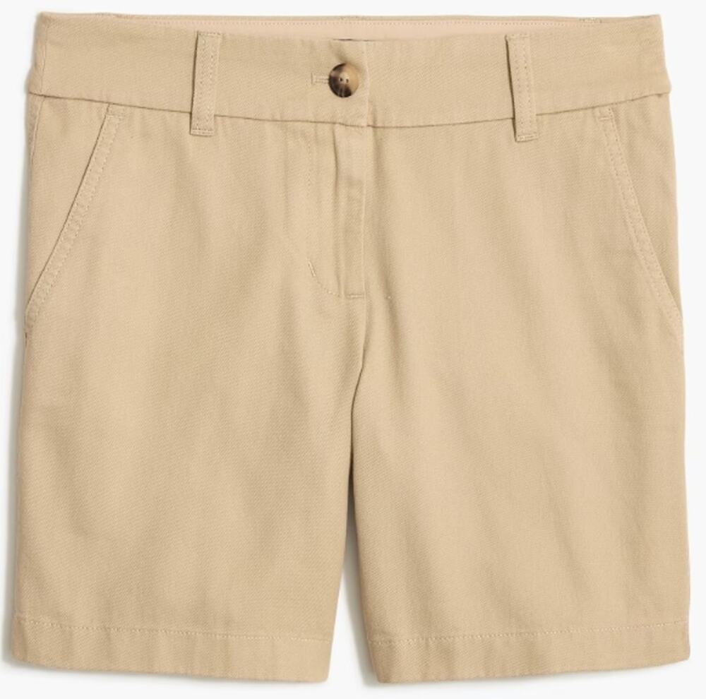 J. Crew 7" Classic Tailored Chino Shorts, Light Khaki, Women's Size 12, NWT